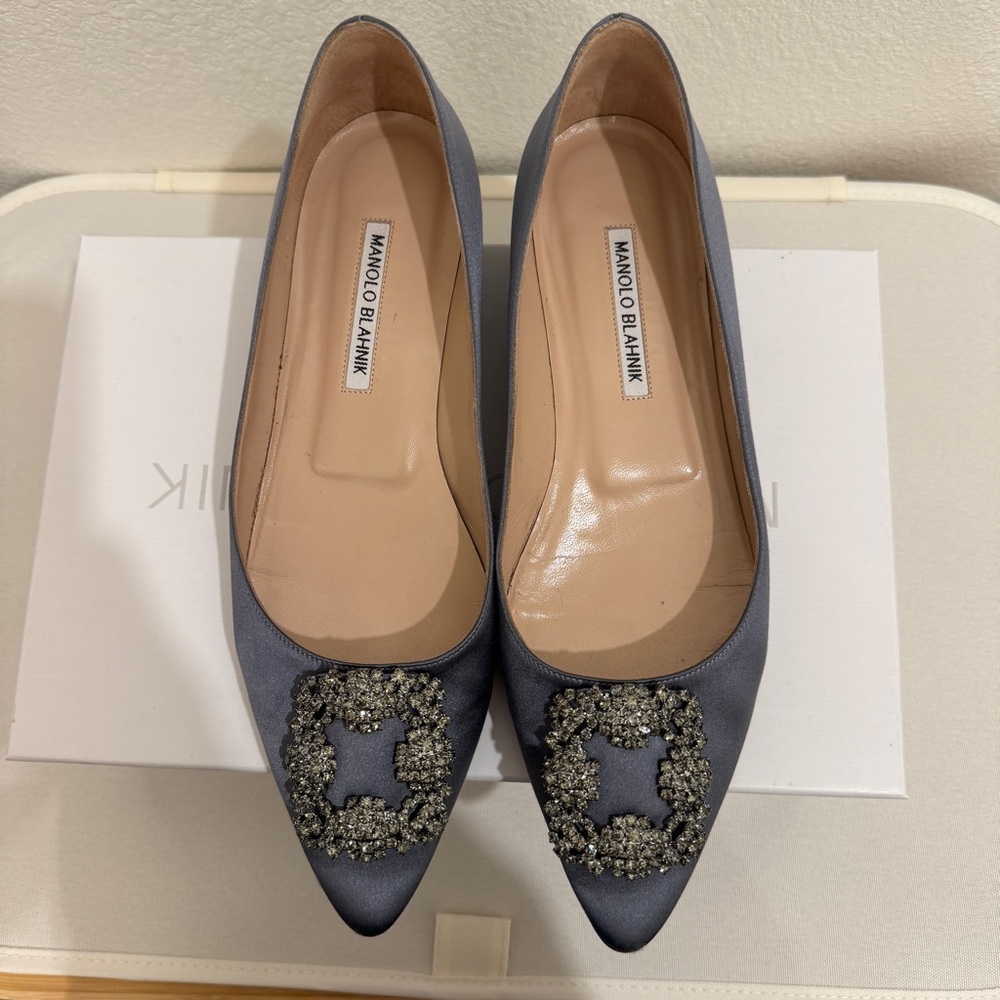 Manolo Blahnik Gray Embellished Women's Shoes